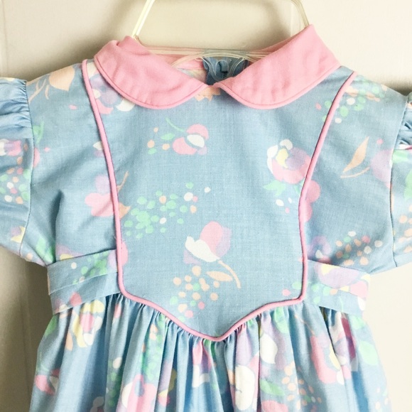 Vintage Ruth Of Carolina Baby Dress Floral Toddler Pink Blue Size 3T - Picture 2 of 5